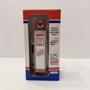 125th Year Special Ed. Gas Pump Bank Conoco Globe Lights Up w/coin 6 1/2”